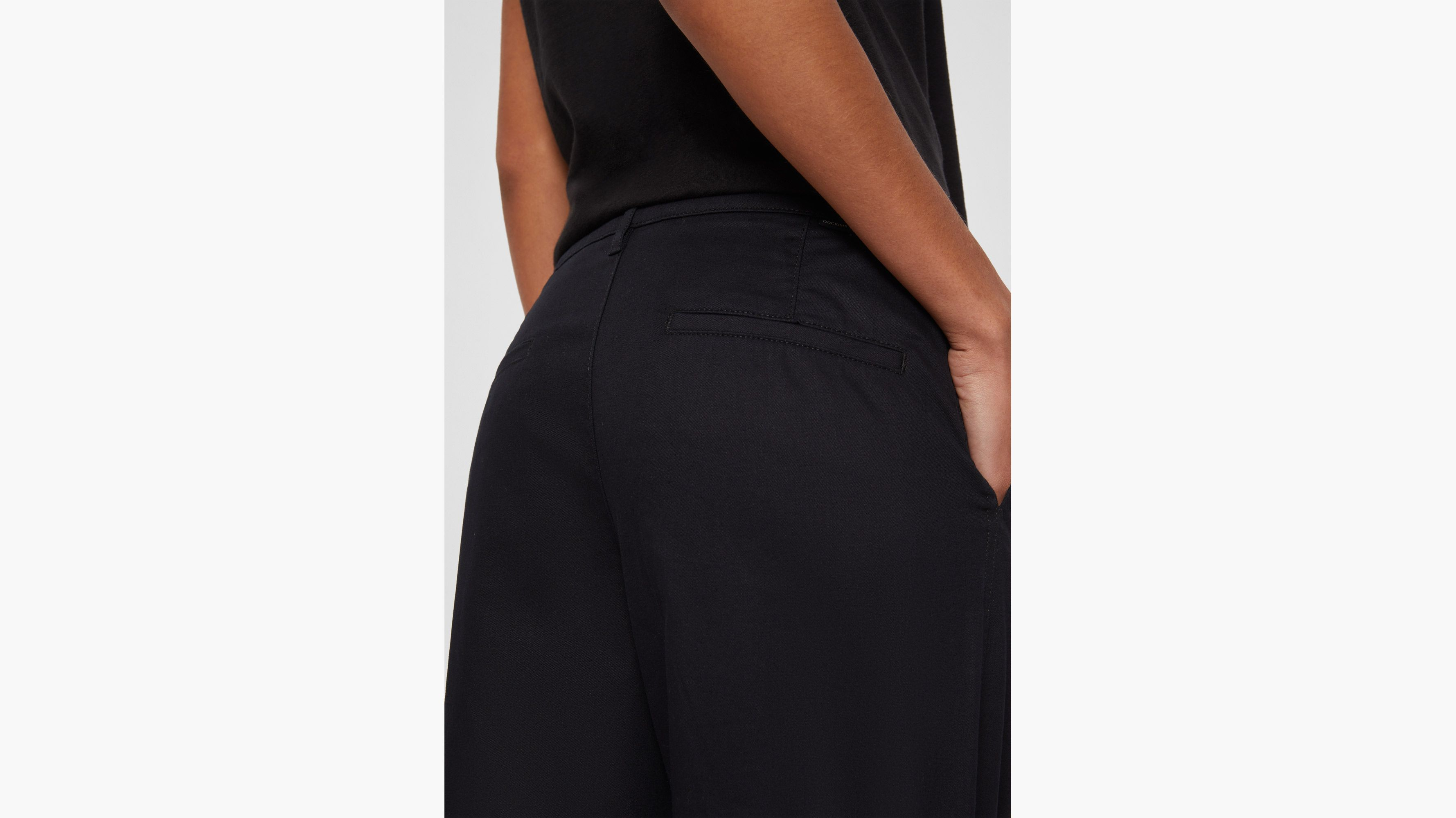 Pantalon kaki taille haute coupe droite pour femme