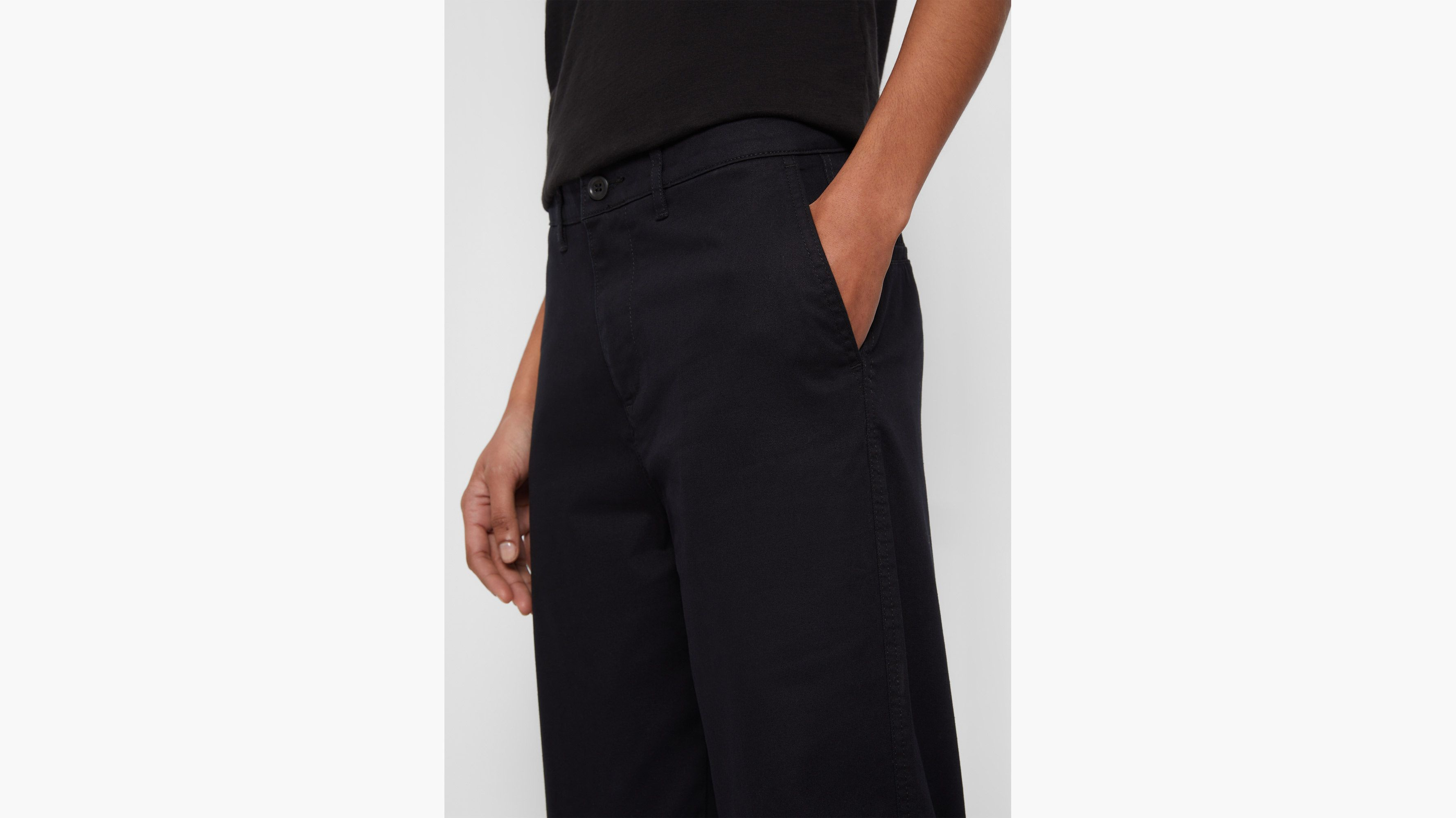 Pantalon kaki taille haute coupe droite pour femme