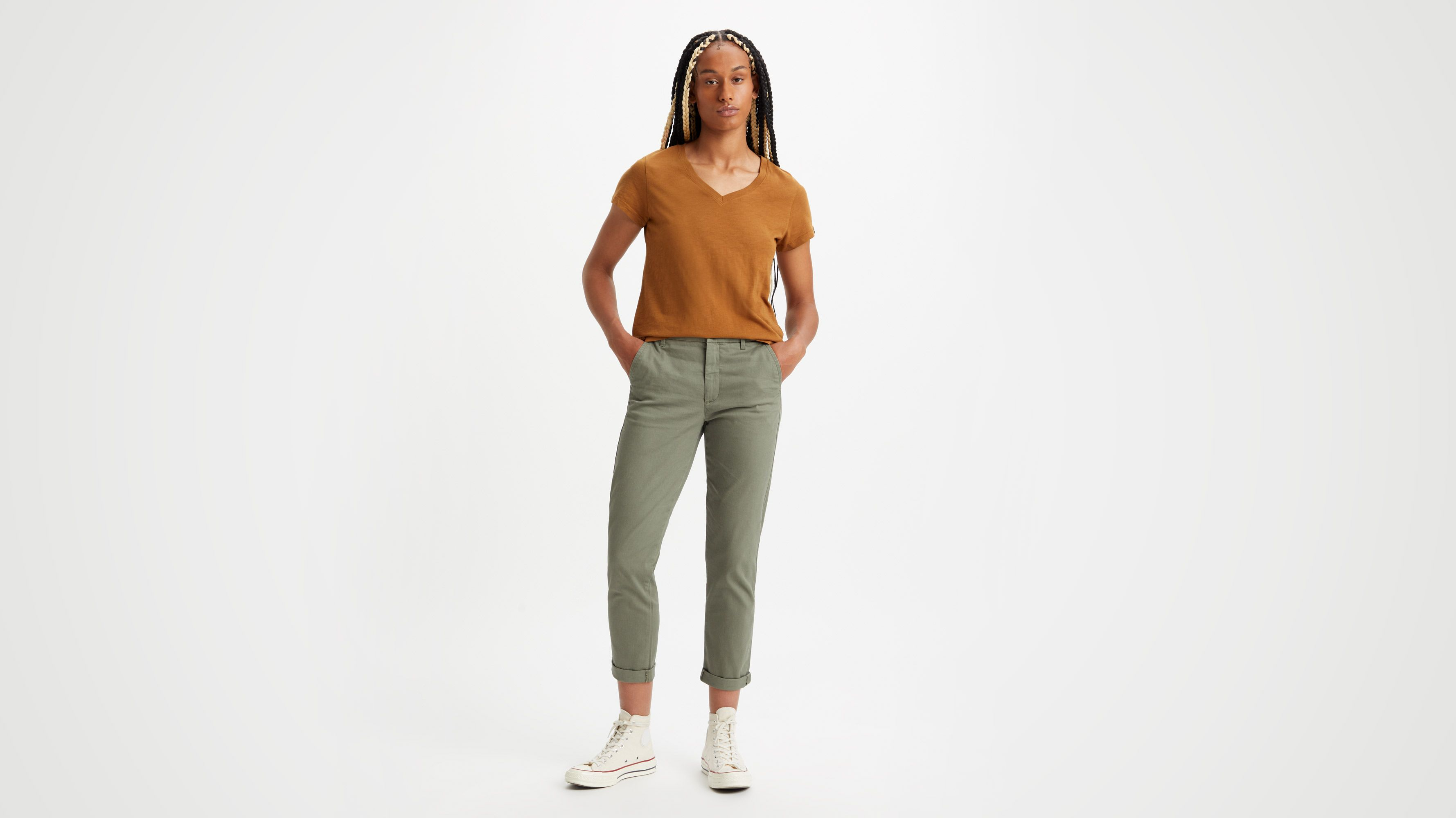 Pantalon chino slim pour femme
