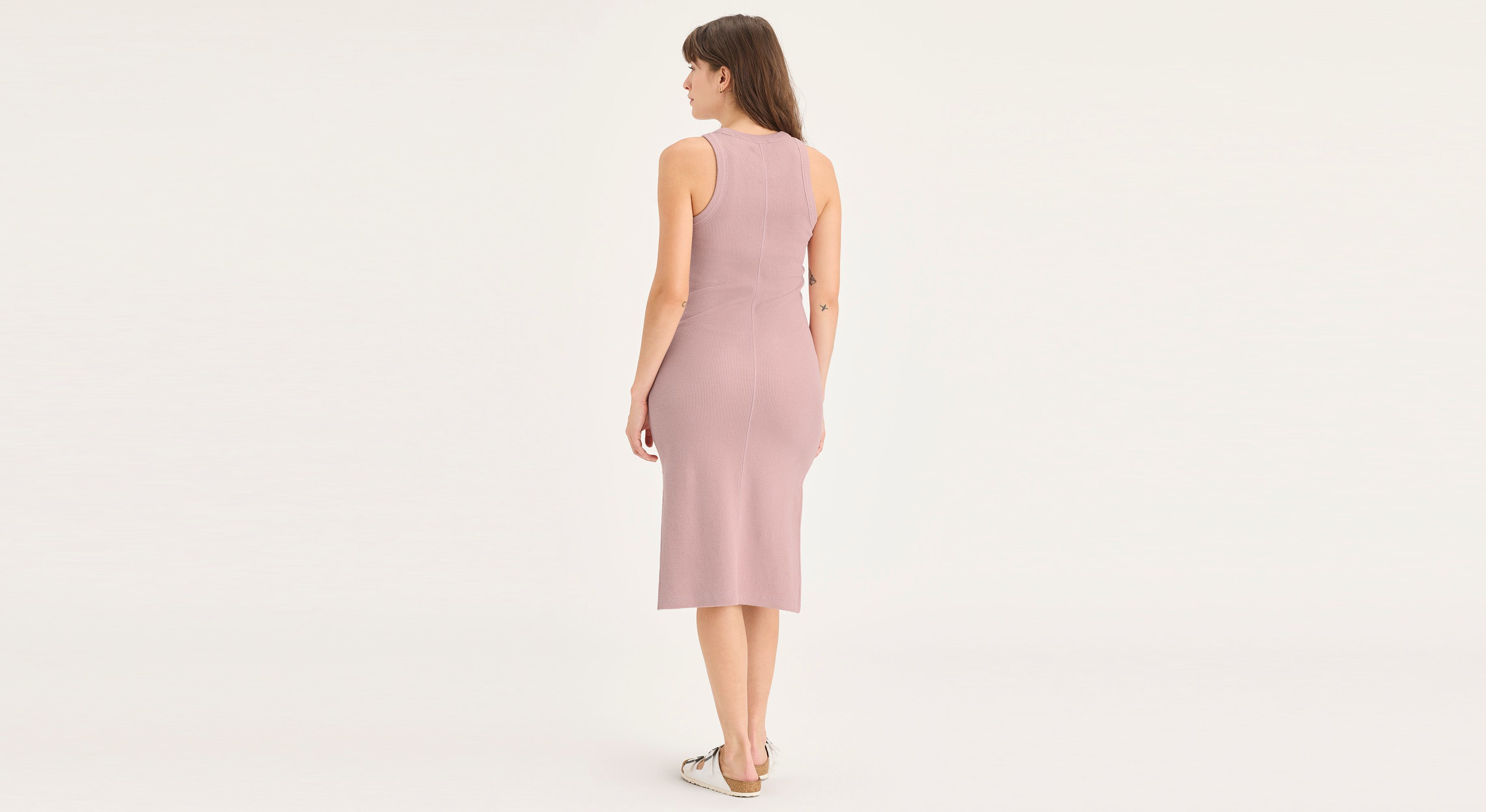Robe débardeur en maille côtelée avec tricot Lofi, coupe slim