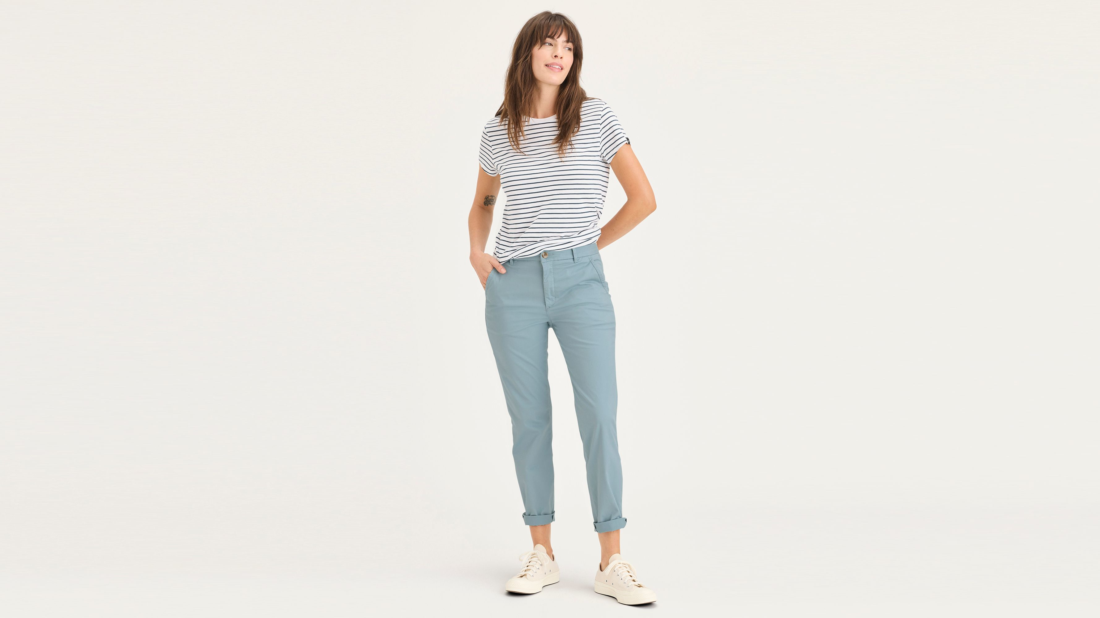 Pantalon chino slim pour femme