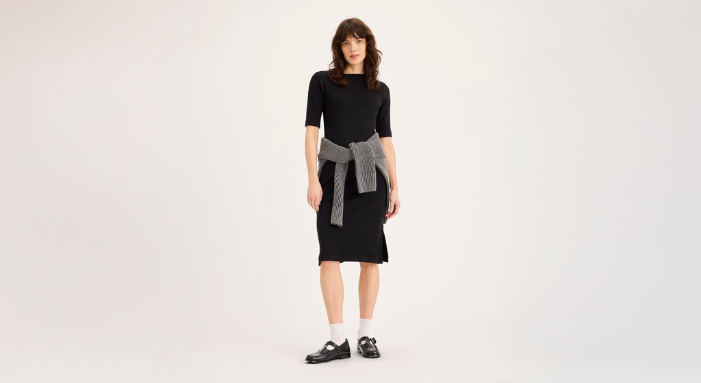 Robe côtelée en maille Lofi, coupe slim