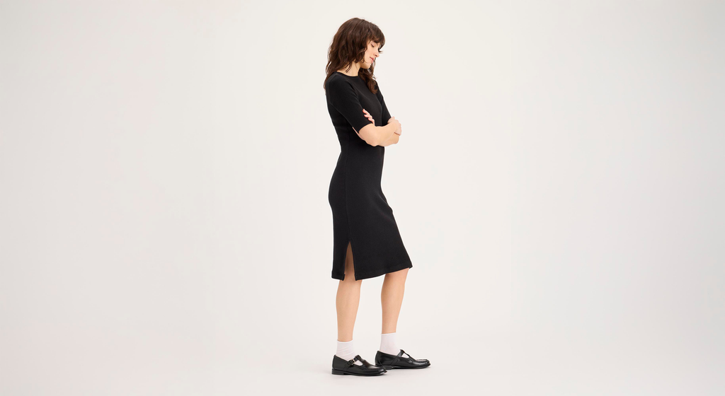 Robe côtelée en maille Lofi, coupe slim