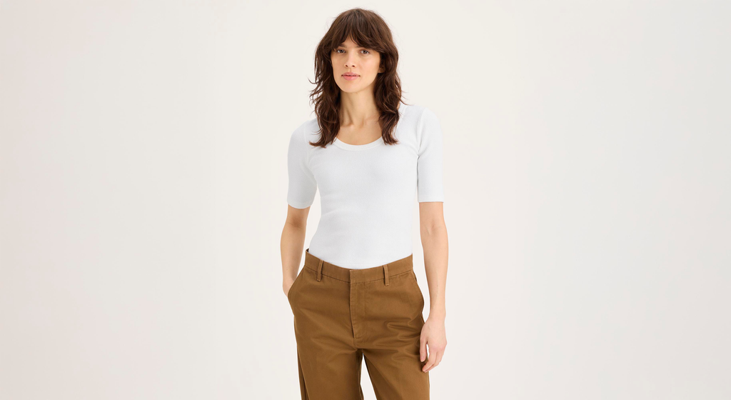 T-shirt côtelé, coupe slim