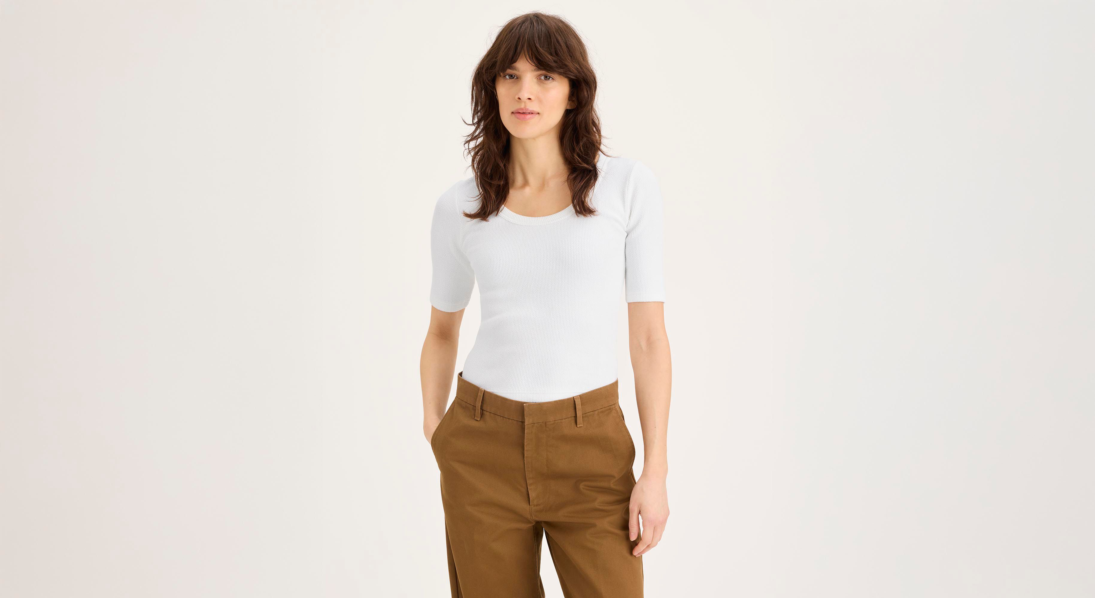T-shirt côtelé, coupe slim