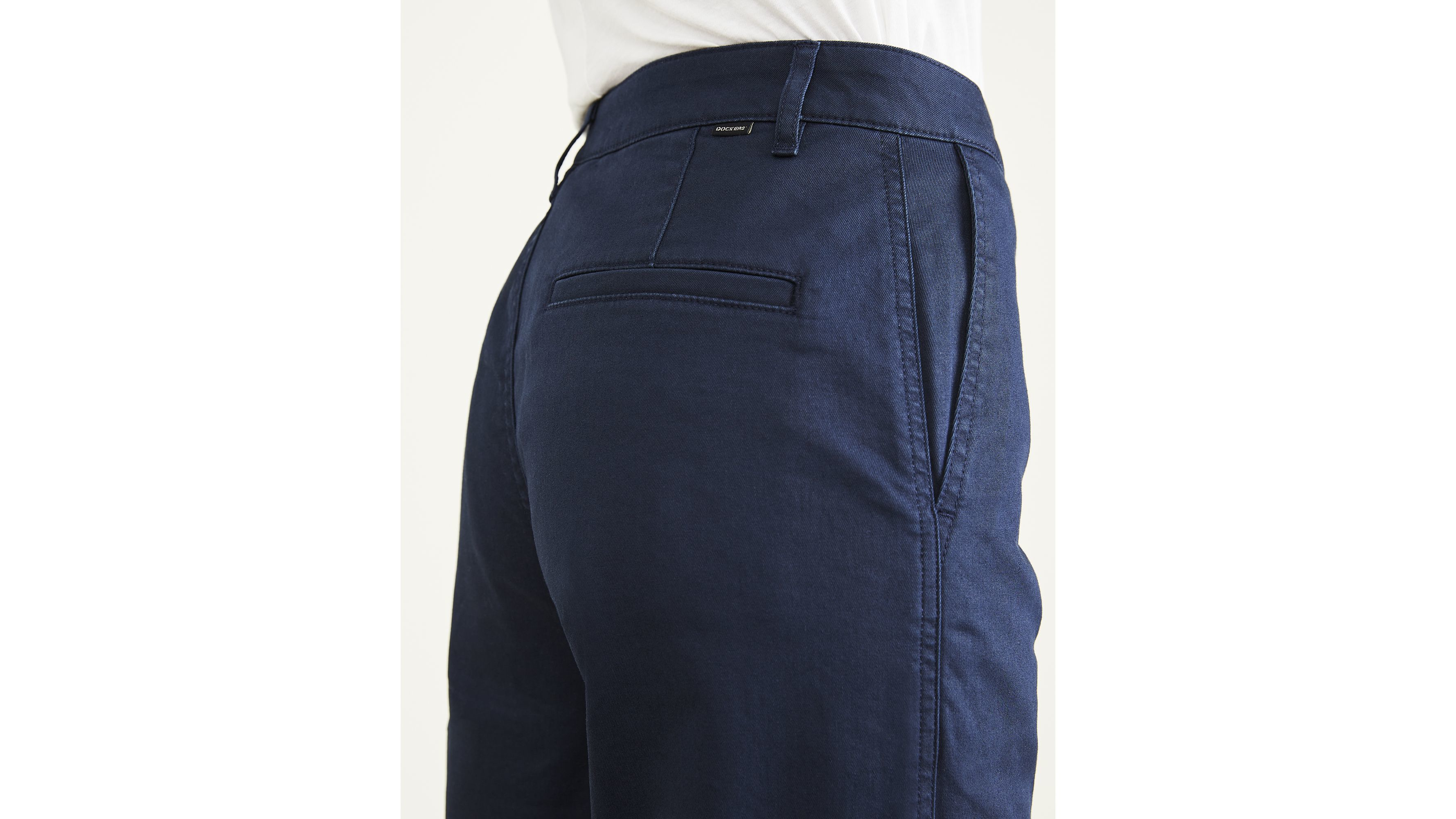 Pantalon kaki taille haute coupe droite pour femme