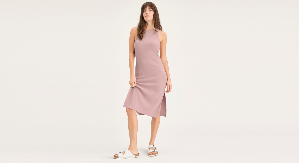 Robe débardeur en maille côtelée avec tricot Lofi, coupe slim
