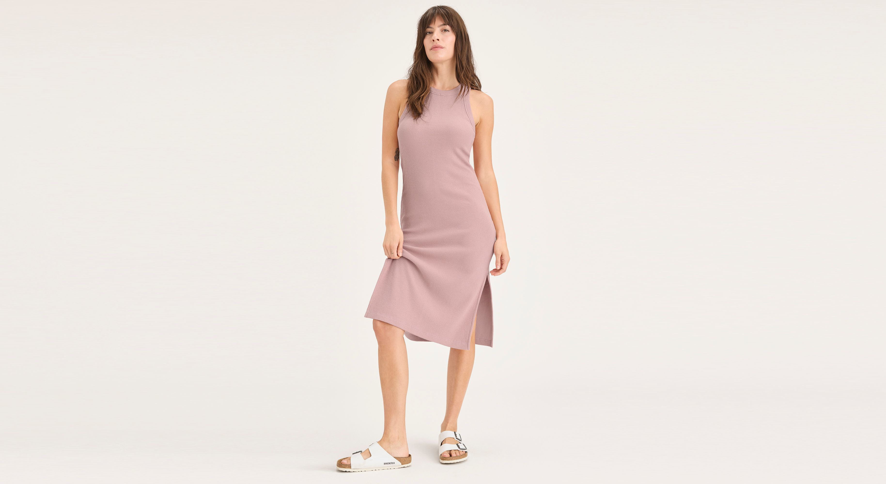Robe débardeur en maille côtelée avec tricot Lofi, coupe slim