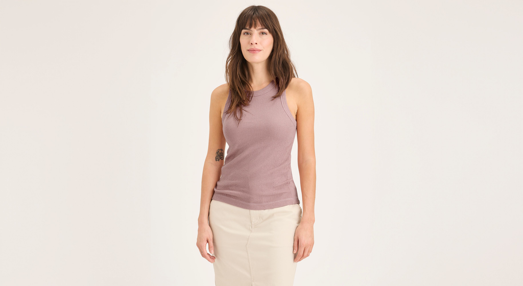 Débardeur côtelé en tricot Lofi, coupe slim